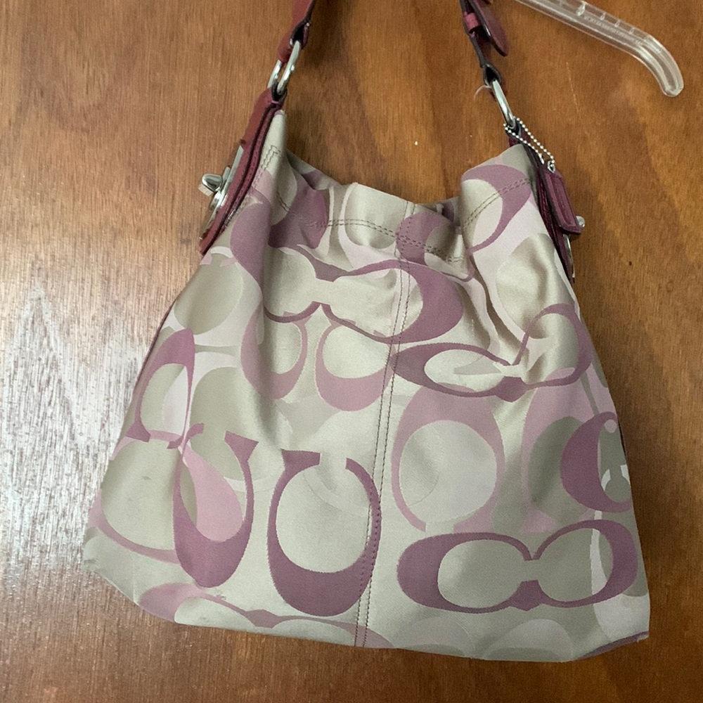 Coach hobo bag, beige, and lavender color lightly used